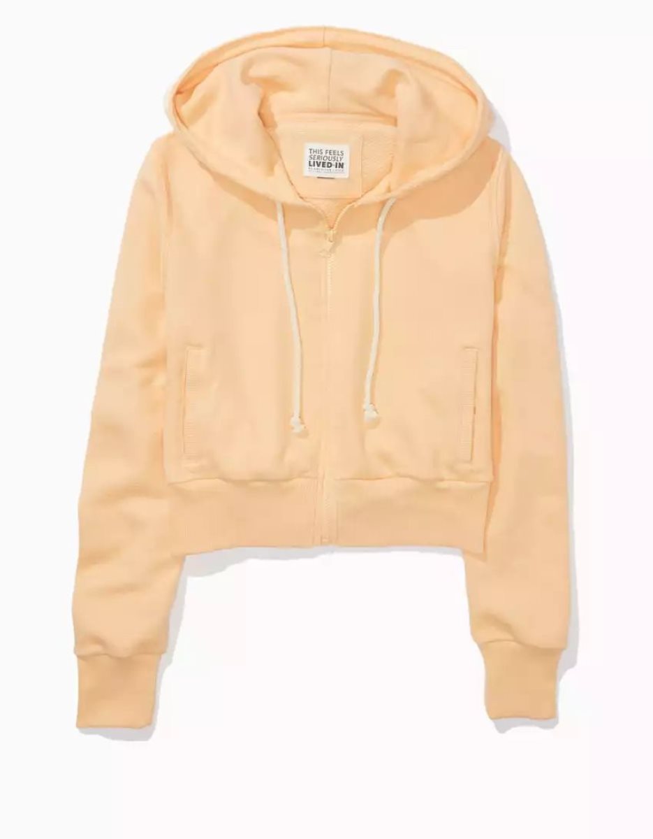 Sweat à Capuche American Eagle AE Sun Set Zip-Up Orange Femme | PBH-99345536